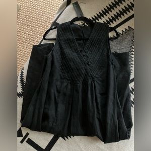 outline linen dress black sleeveless medium